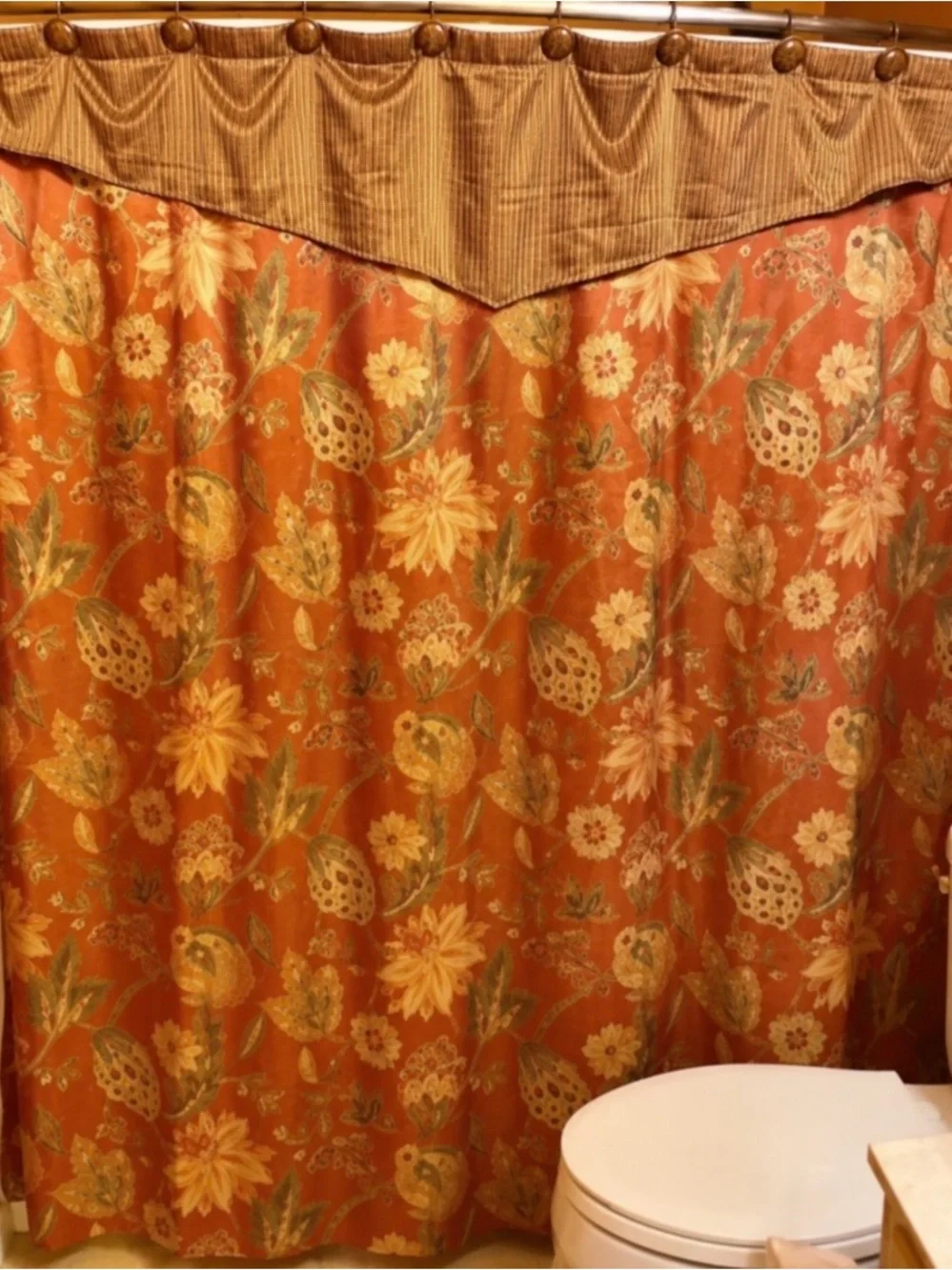 Vintage Tweel Floral Paisley Shower Curtain w/ Valance
